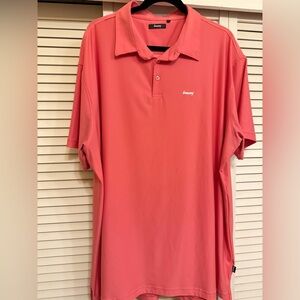Breezy Men's Sz 3XL Coral Polo Shirt Performance Stretch Collard Golf Shirt